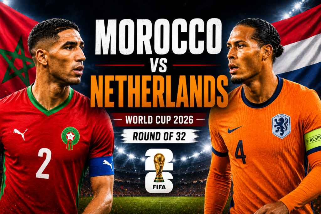 Morocco vs Netherlands World Cup 2026 Round of 32 Estadio BBVA Monterrey